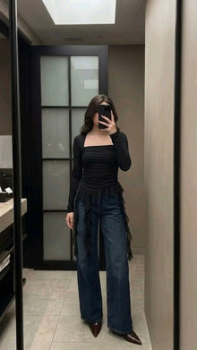 Amethyst Asymmetric Ruched Mesh Top 💜