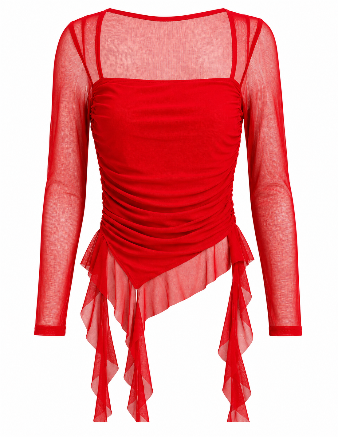 Amethyst Asymmetric Ruched Mesh Top 💜