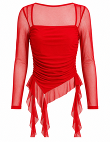 Amethyst Asymmetric Ruched Mesh Top 💜