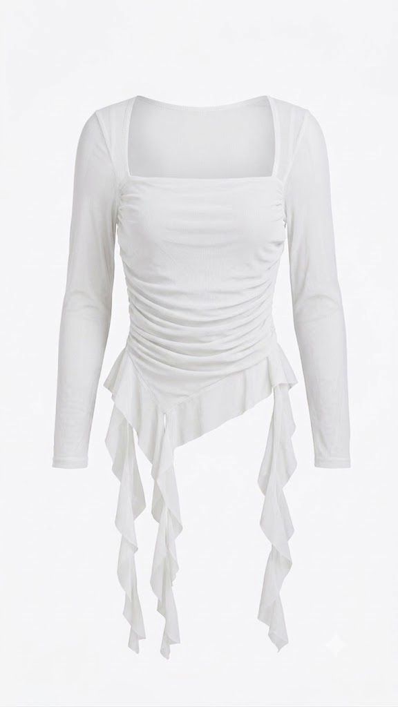Amethyst Asymmetric Ruched Mesh Top 💜