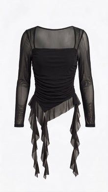 Amethyst Asymmetric Ruched Mesh Top 💜