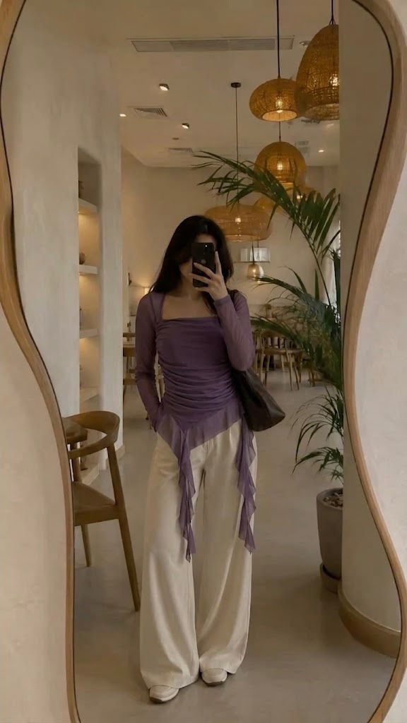 Amethyst Asymmetric Ruched Mesh Top 💜